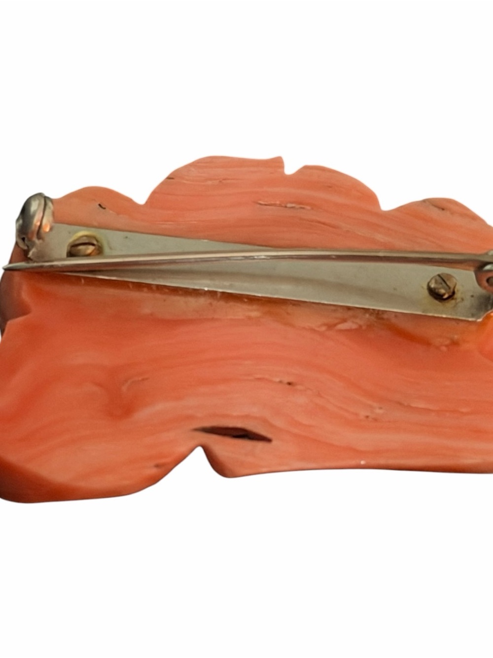 Vintage Coral Rose Brooch Carved Porcelain Look Floral Pin Romantic Cottage - Picture 5 of 7